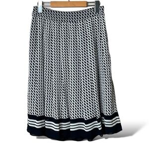 TALBOTS Chiffon Fully Lined Boxy Pleat Skirt Side Zipper Geometric Print US Sz 4